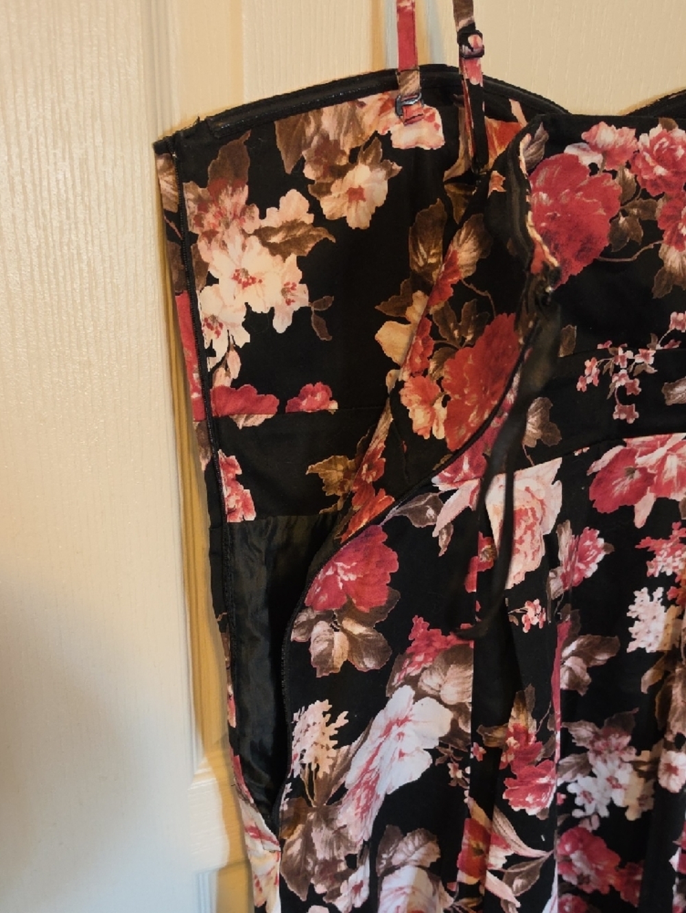 RW&CO. Black Floral Mini Dress with Pink & Brown Accents - Picture 6 of 7